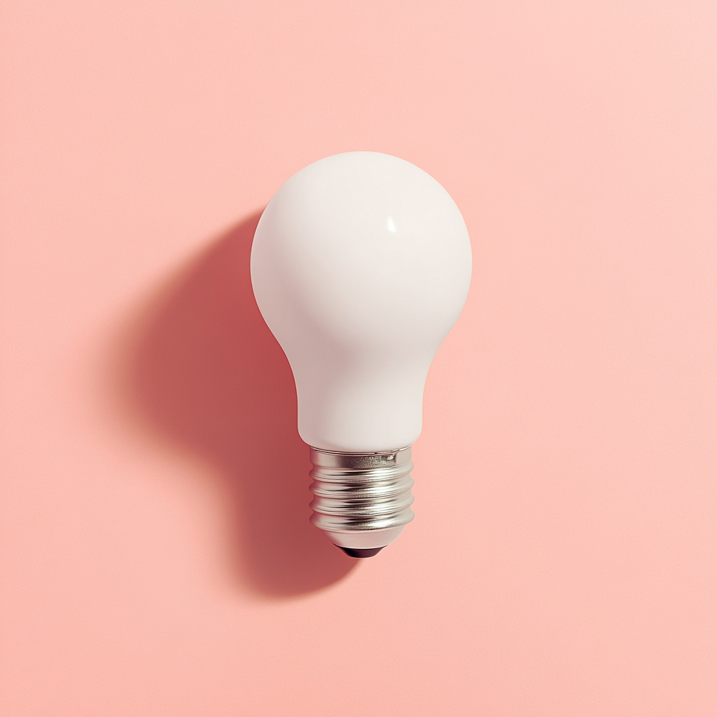 A lightbulb on a pink background